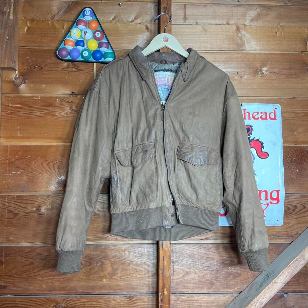 Vintage g iii brown leather bomber jacket